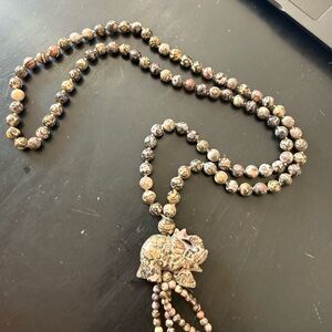 Elegant Beaded Necklace with Elephant Pendant